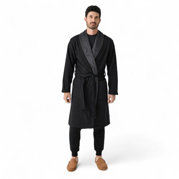 Ugg Men's Luxury Robe Pockets Black Men's Size XL/XXL Heavyweight Thermal Warm - Picture 1 of 10